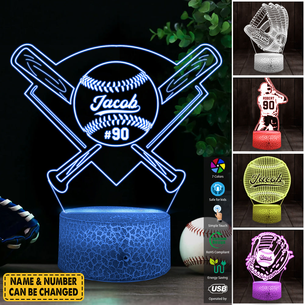 Baseball Player Led Light, Led Color Changing Night Light For Baseball Lovers K1702