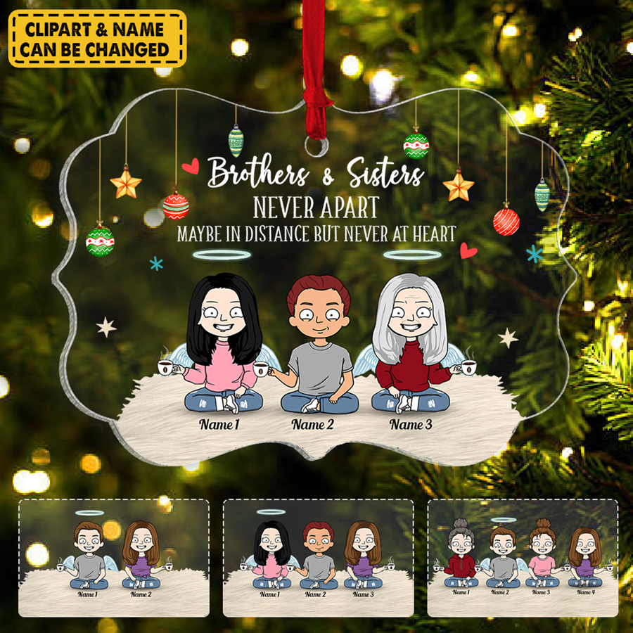 Brother & Sister Forever Never Apart Personalized Ornament Gift For Sister Brother
