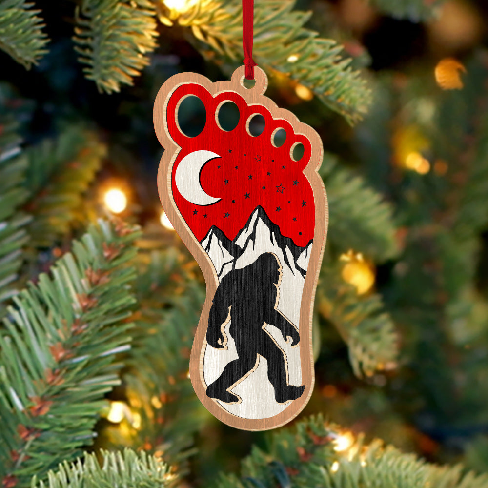 Personalized Bigfoot Christmas Ornament - Bigfoot 2 Layered Wooden Ornament