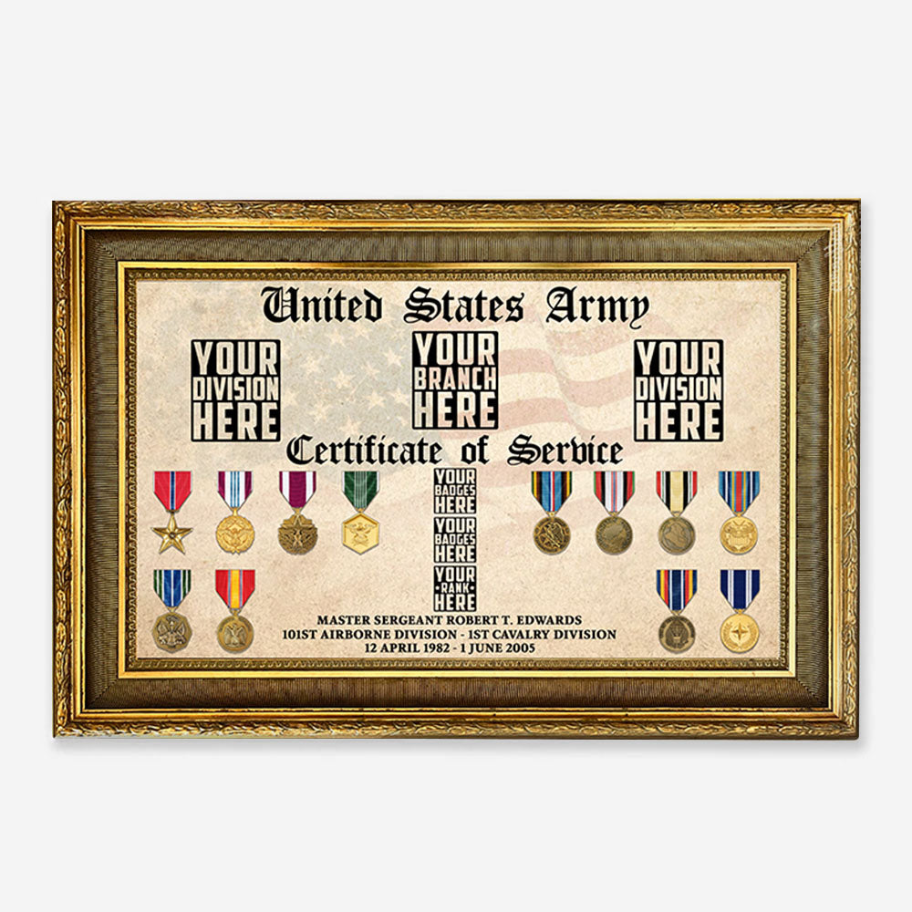 Custom Division Medal Badges Personalized Poster Canvas Gift For Veteran Wall Art H2511