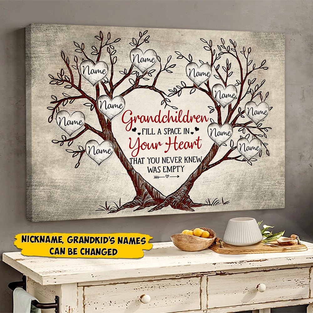Grandchildren Fill A Space In Your Heart Poster Custom Canvas Print Gift For Grandma Grandparent