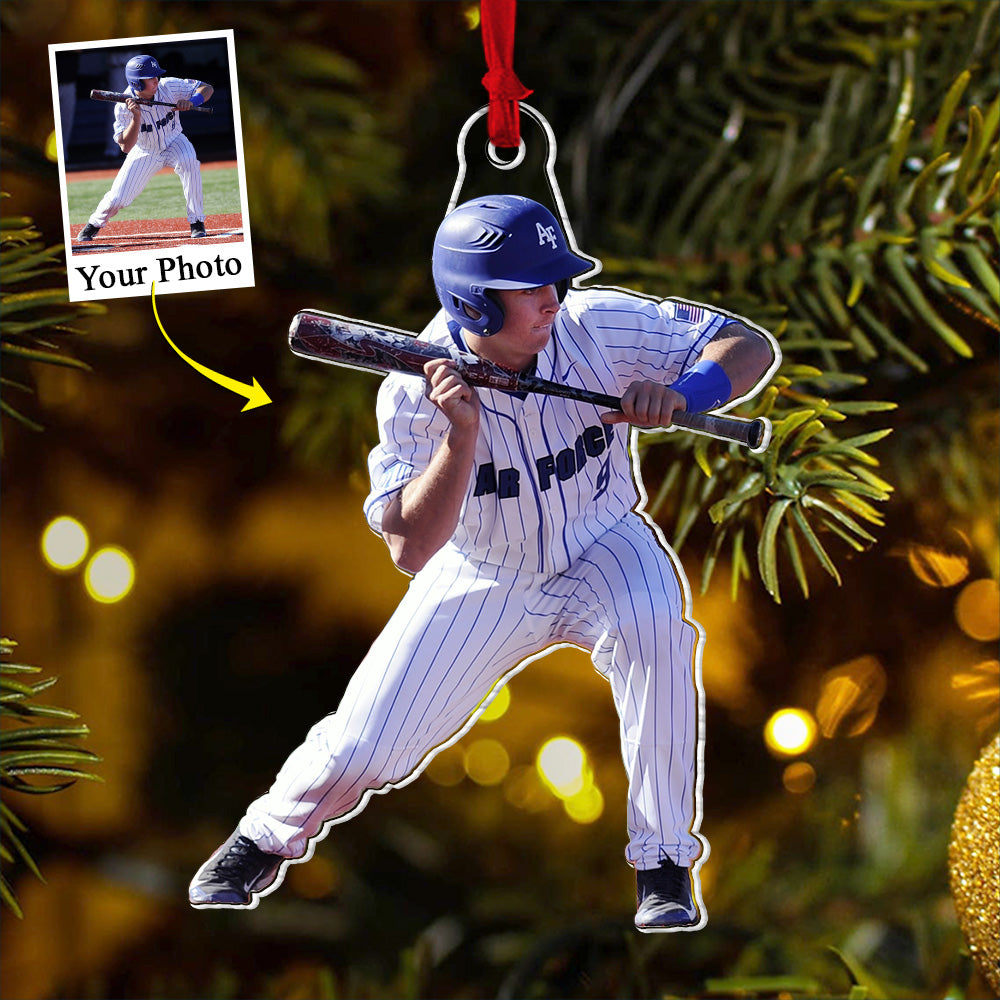 Custom Photo Acrylic Ornament Gift For Baseball Lovers - Personalized Upload Photo Acrylic Ornament For Baseball Player
