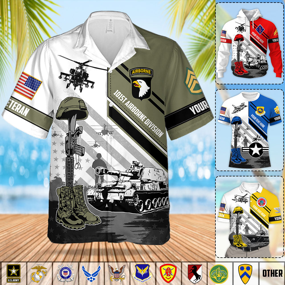 Personalized Hawaiian Shirt For Veterans Custom All Branches Military Division All Over Print Shirt K1702