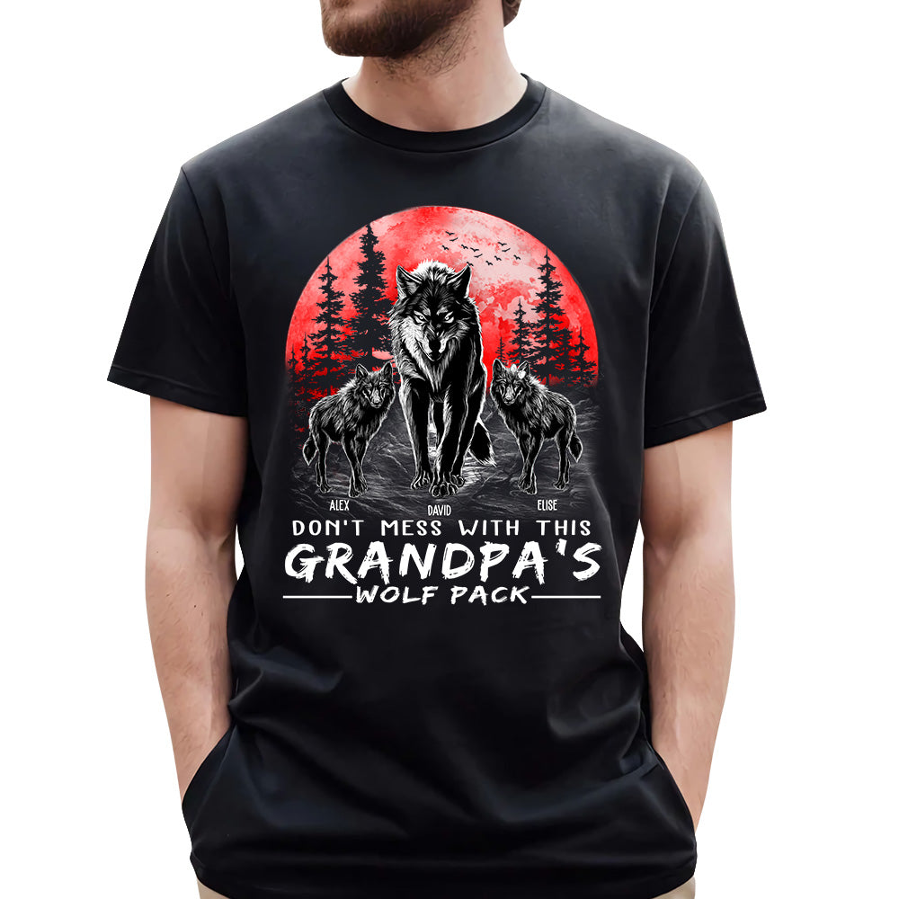 Don't Mess With This Grandpa's Wolf Pack Personalized Shirt