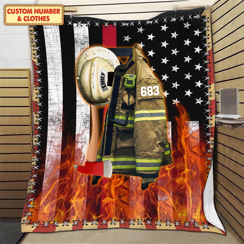 Firefighter Armor Name And Number Custom Blanket Gift For Firefighter - Personalized Gifts For Fireman