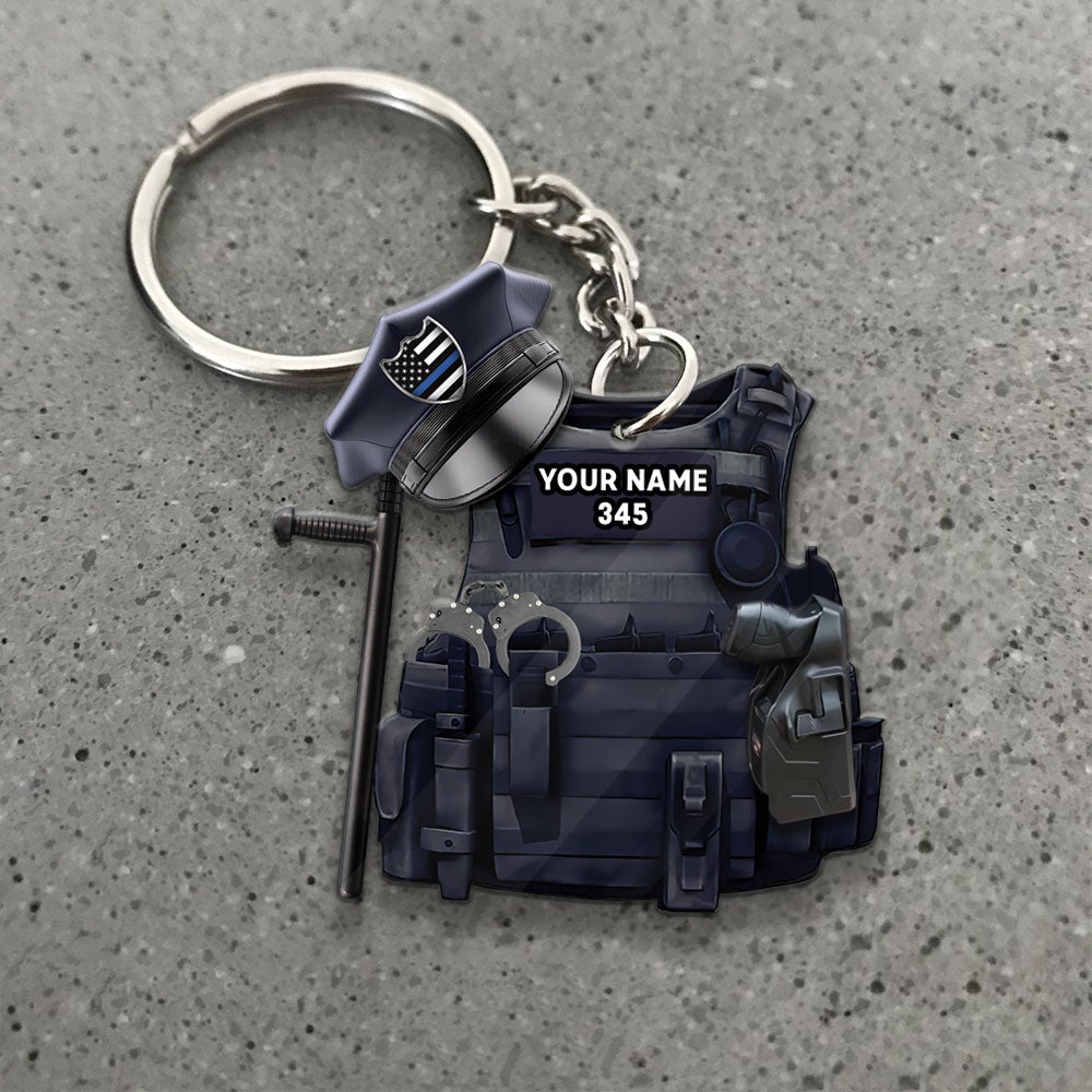 Bulletproof Police Flat Personalized Acrylic Keychain For Policeman
