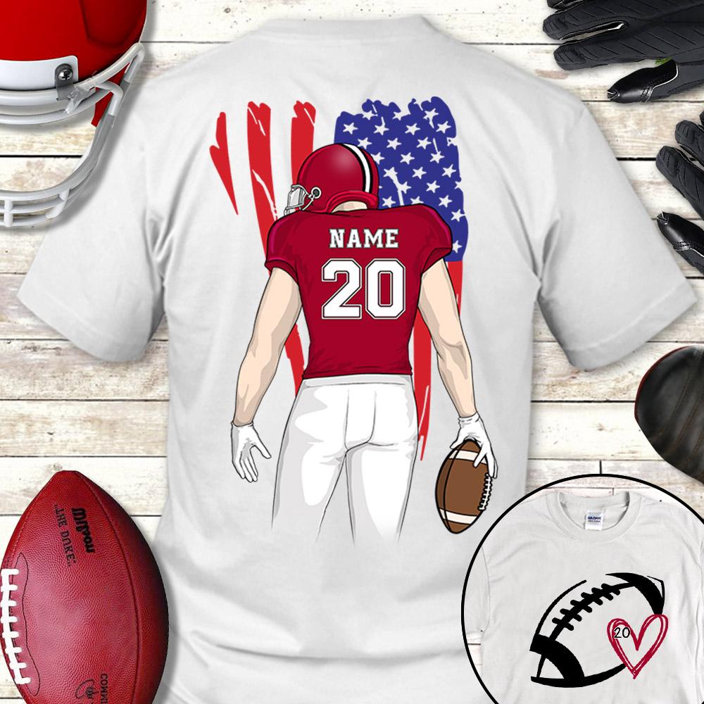 Personalized American Football Son Shirt, My Heart Is On The Line American Football Shirt, Custom Son Name And Number Shirt.