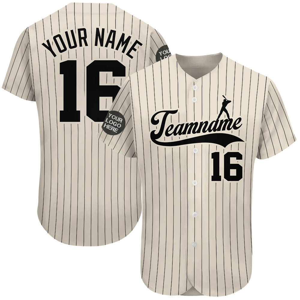 Custom Logo Name Number Cream Baseball Jersey