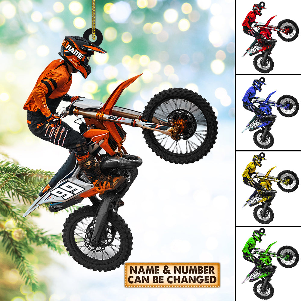 Personalized Ornament Motocross Biker - Custom Acrylic Ornament Printed Two Sides With The Same Design