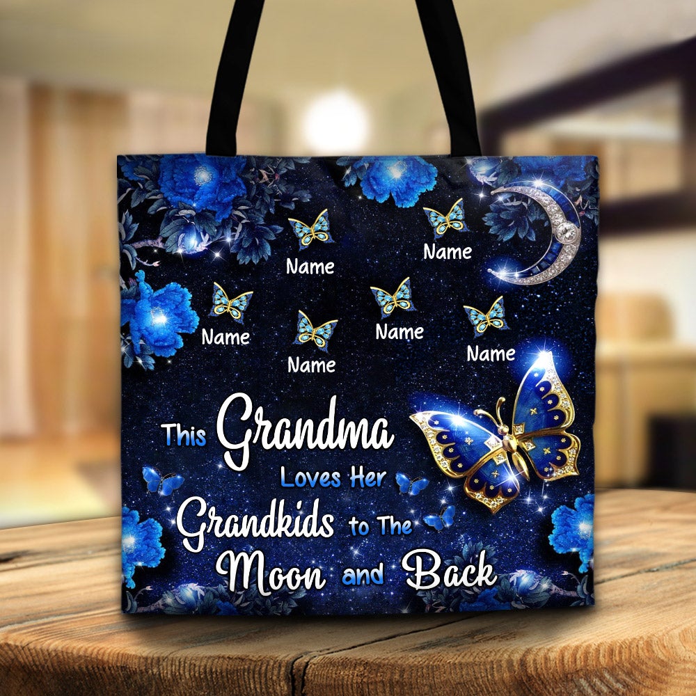 This Grandma Loves Her Grandkids To The Moon And Back Tote Bag For Grandma - Custom Gifts For Grandmas