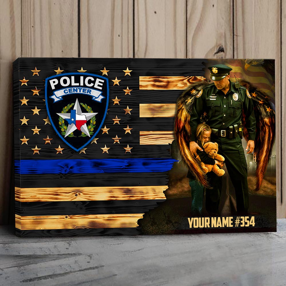 Personalized Gifts For Police Custom Gifts For Policeman Thin Blue Line Poster Canvas Custom Name Number And Logo H2511