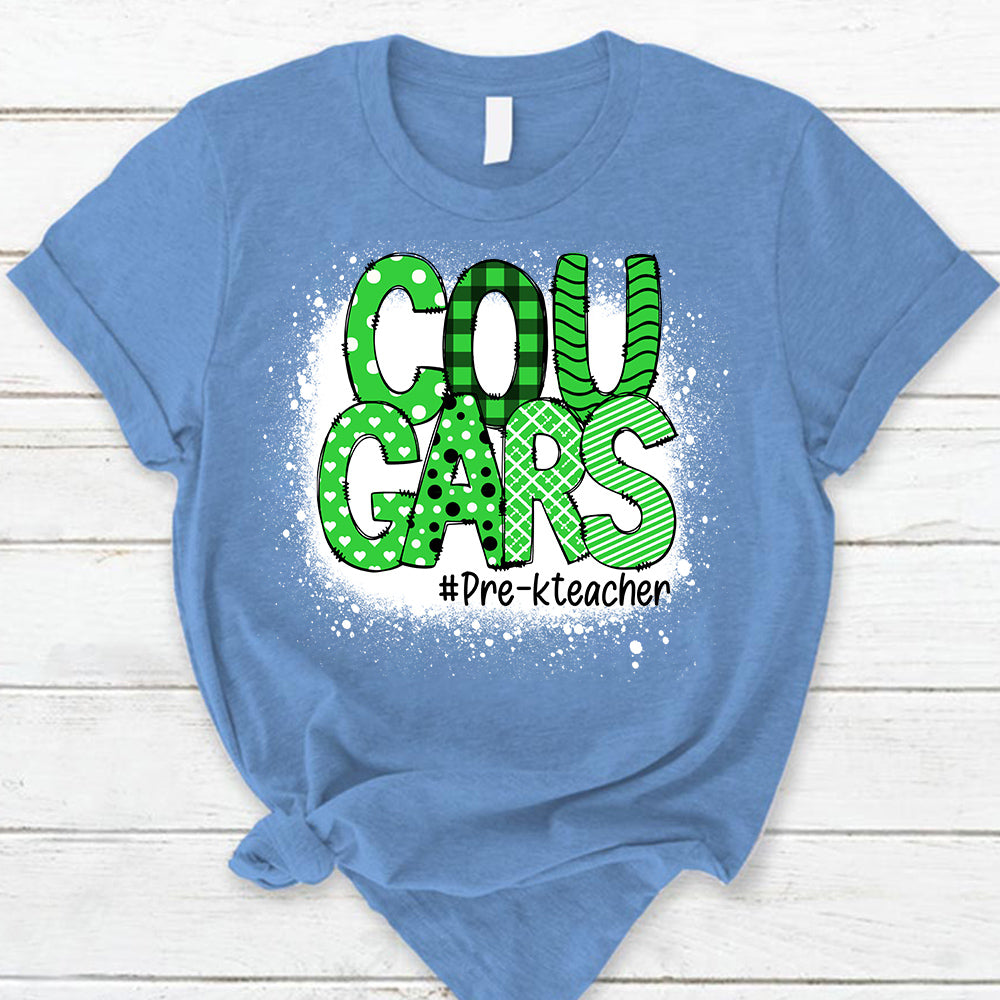 Personalized School Mascot Doodle Pattern T-Shirt For Teacher