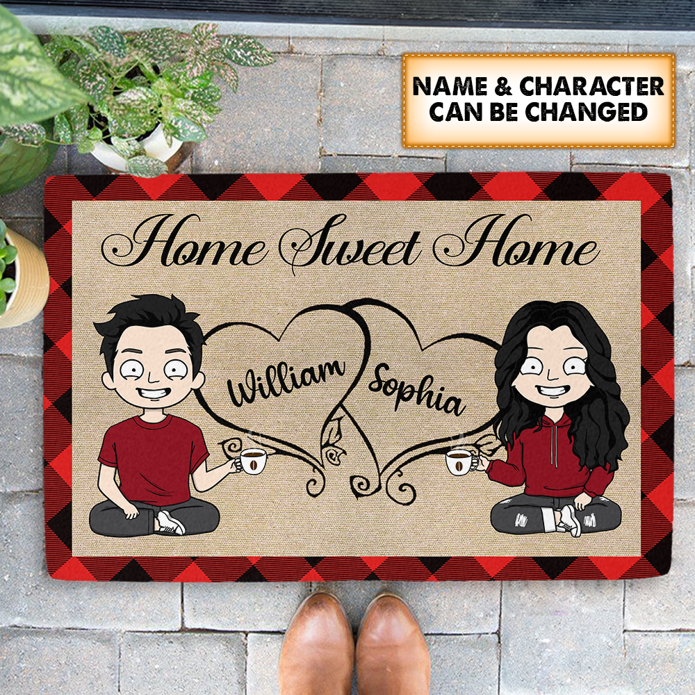 Home Sweet Home, Personalized Funny Doormat For Couples,