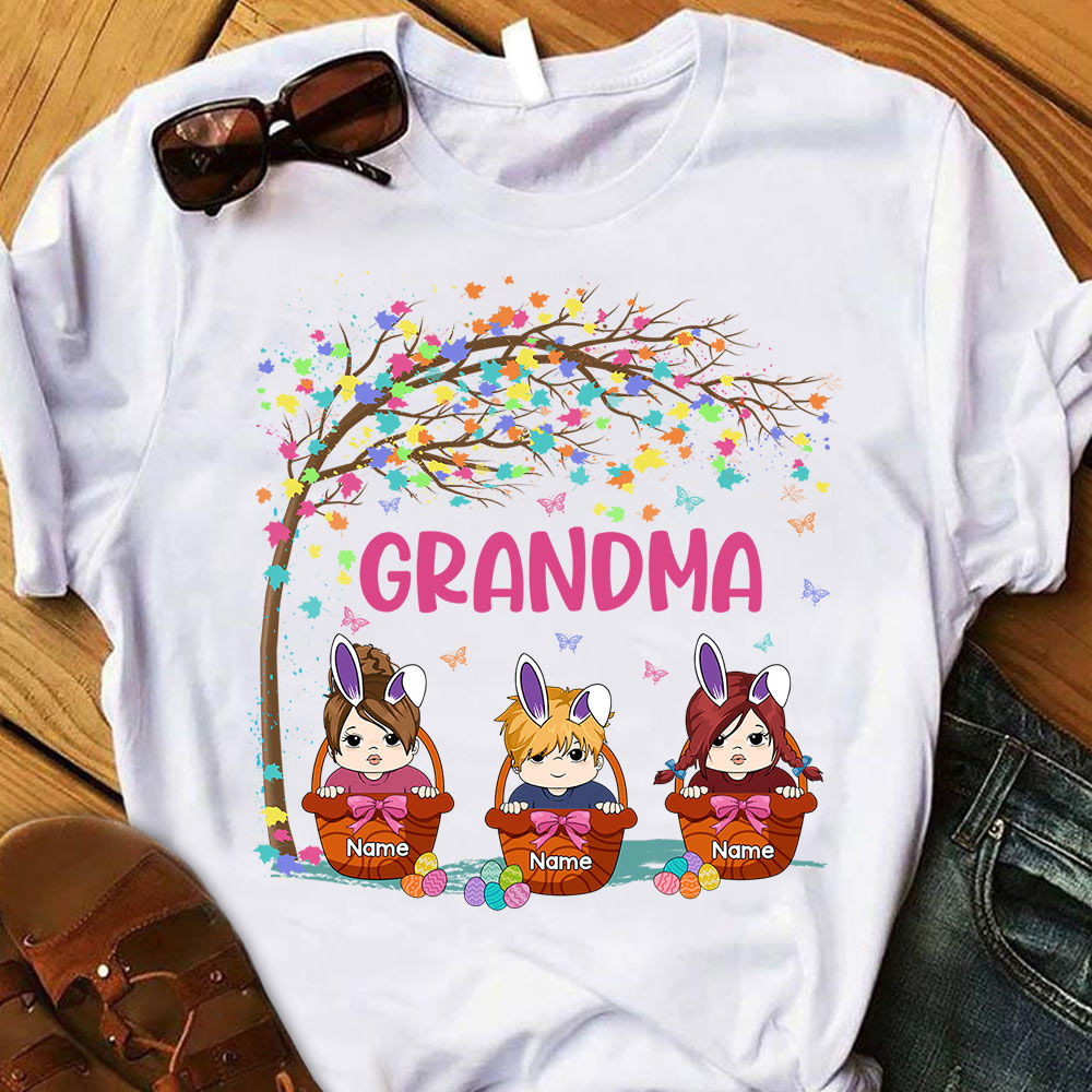 Personalized Easter Basket Bunnies Shirt For Grandma