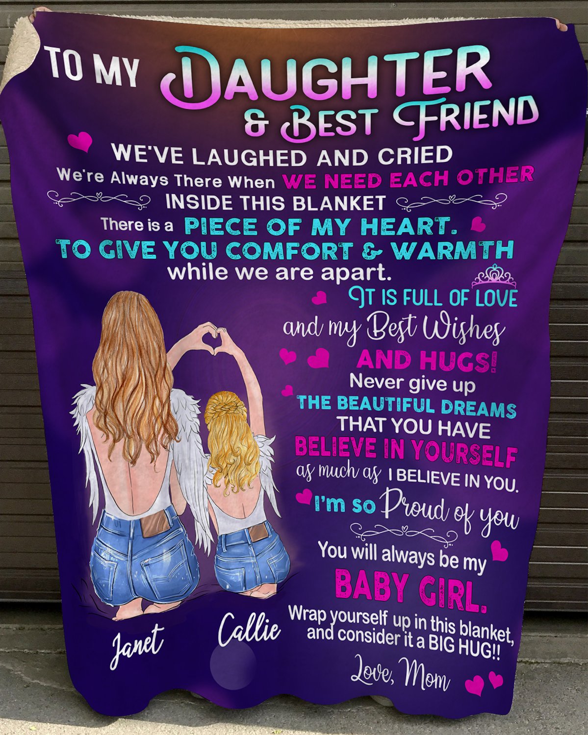 Never Give Up The Beautiful Dream That You Have Side By Side Custom Blanket Gift For Daughter