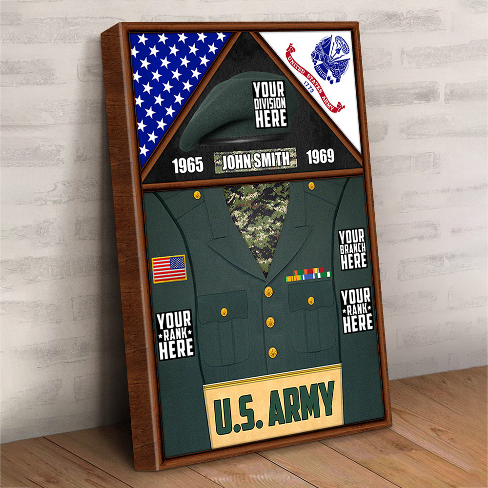 Custom Service Uniform Rank Name Division Personalized Gift For Military Veteran Dad Grandpa Veteran Poster Canvas H2511