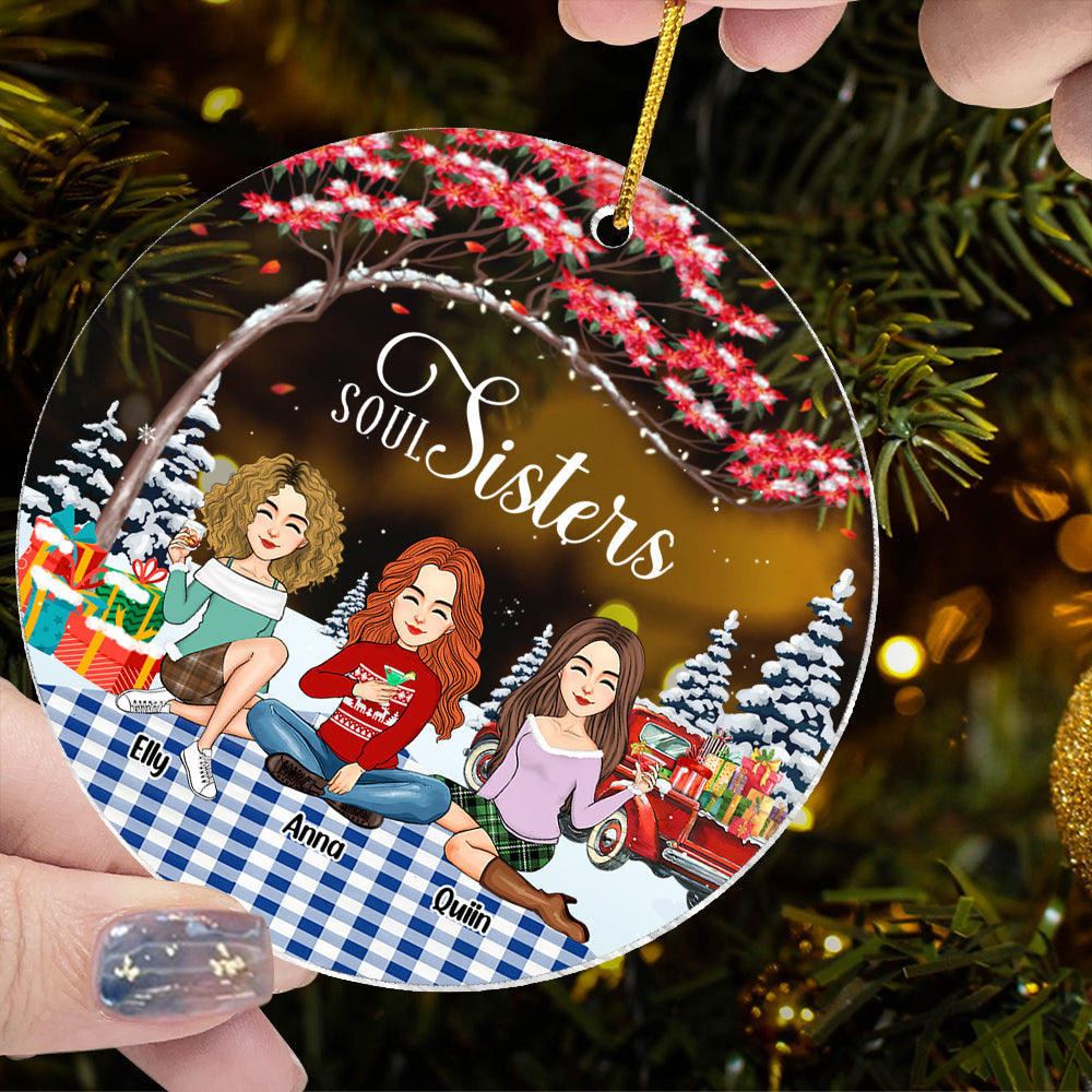 Soul sisters Personalized Besties Forever Christmas Acrylic Ornament