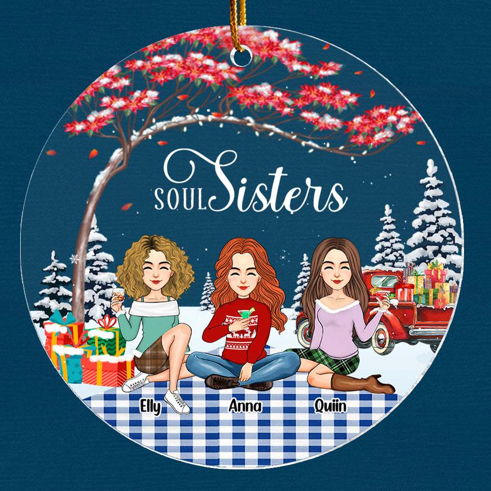 Soul sisters Personalized Besties Forever Christmas Acrylic Ornament
