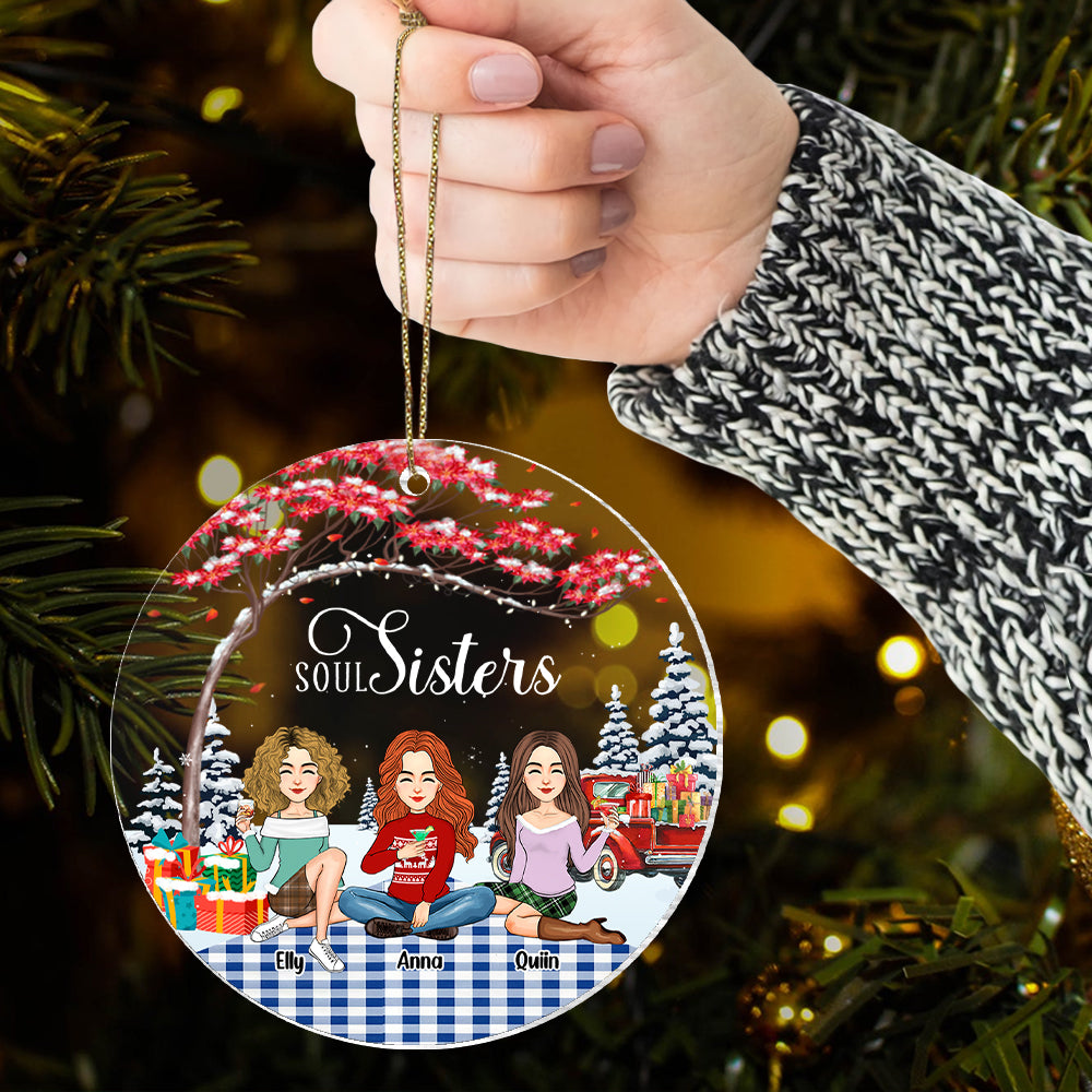 Soul sisters Personalized Besties Forever Christmas Acrylic Ornament