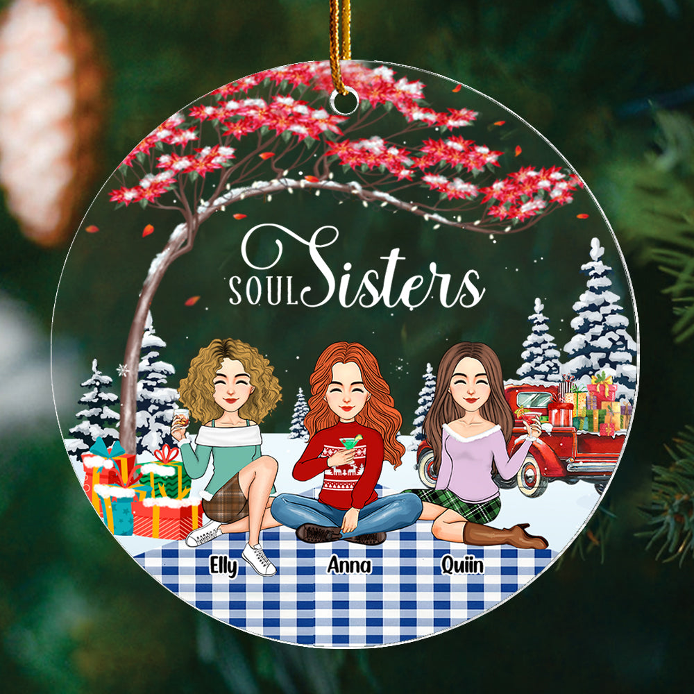 Soul sisters Personalized Besties Forever Christmas Acrylic Ornament