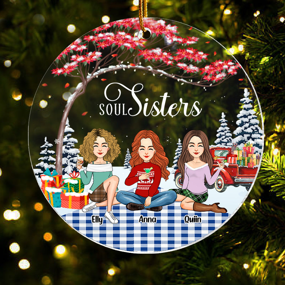 Soul sisters Personalized Besties Forever Christmas Acrylic Ornament