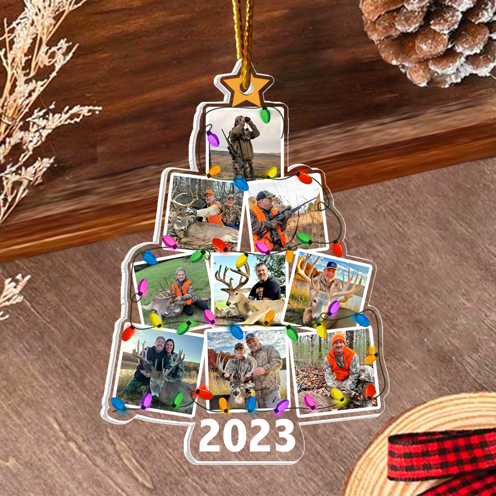 Photo Hunting Christmas Tree - Personalized Acrylic Photo Ornament