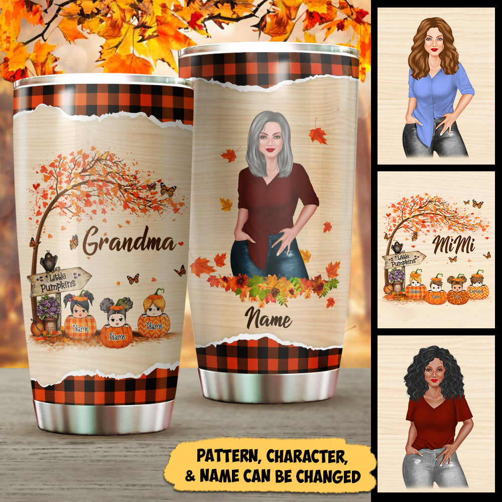 Mimi's Little Pumpkins And Mimi Autumn Vibe Personalized Tumbler For Grandma