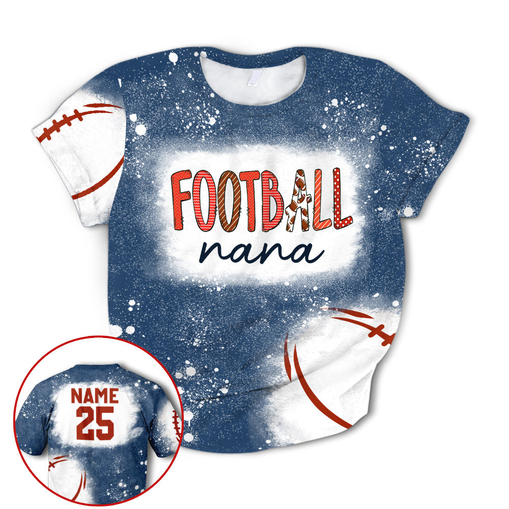 Personalized Football Grandma Bleach All Over Print Shirts, 3D Hoodie For Grandma