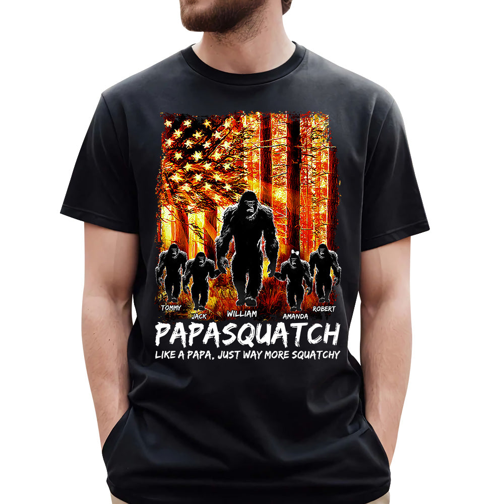 Papasquatch American The Sun Flag Personalized Shirt For Dad Grandpa Father's Day Gift H2511