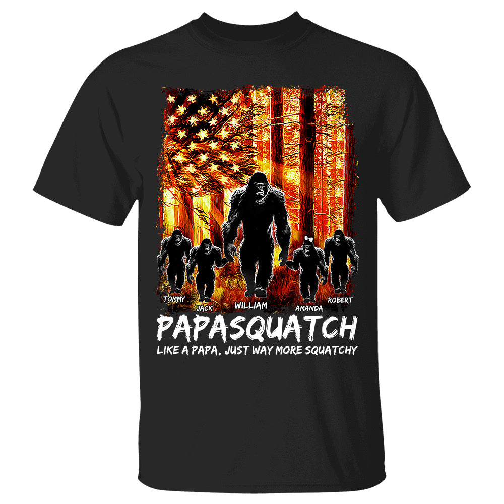 Papasquatch American The Sun Flag Personalized Shirt For Dad Grandpa Father's Day Gift H2511