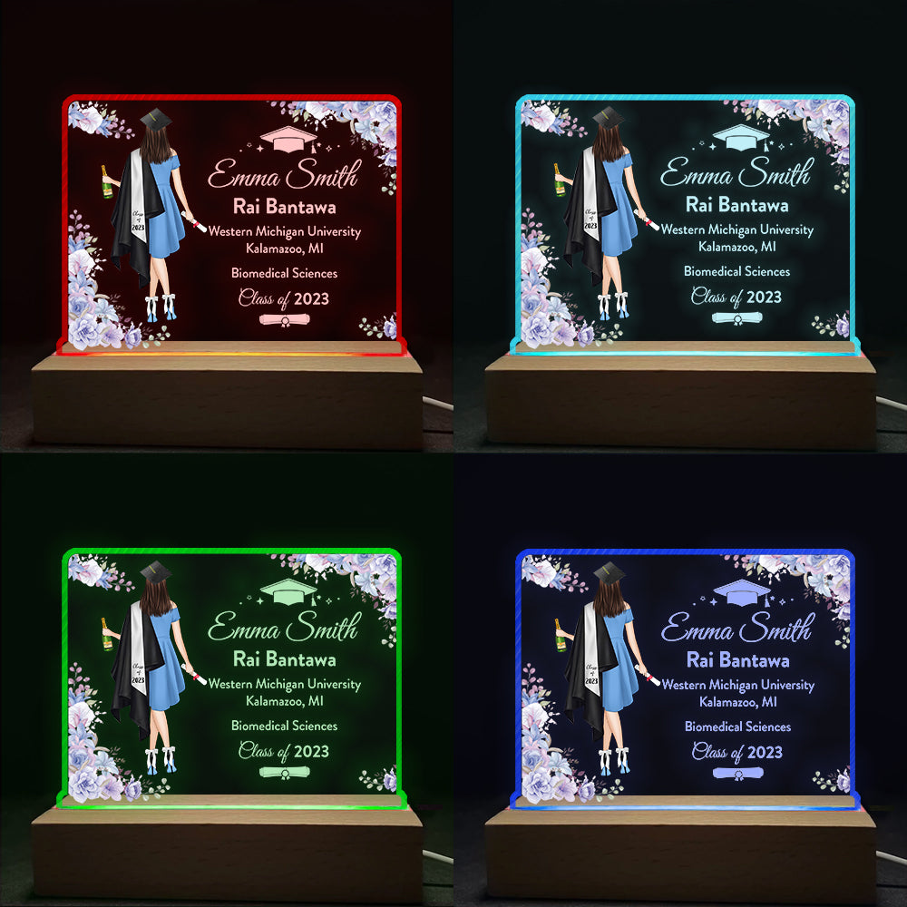 Personalized Graduation 3D Led Light Wooden Graduation Class of 2025 Senior Gift K1702
