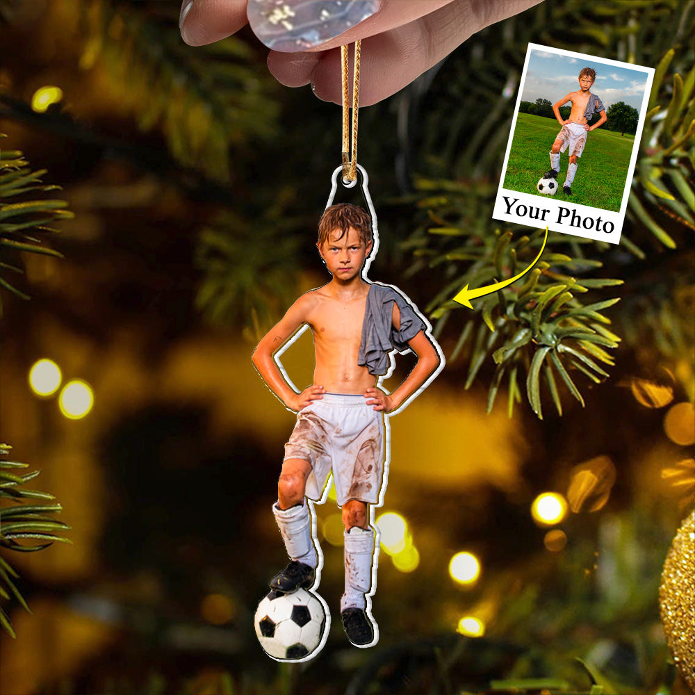Soccer Player Son & Daughter Custom Photo Acrylic Ornament Gift For Soccer Lovers