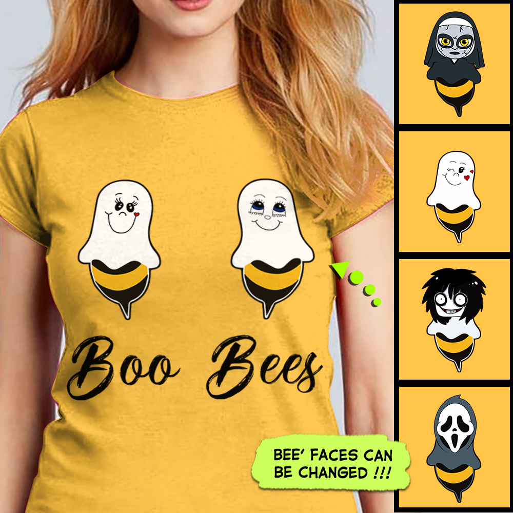 Personalized Boo Bees Face Halloween Shirts, Funny Bee Haloween Shirt.