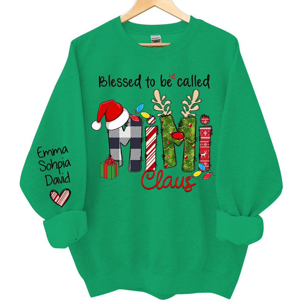 Blessed to be called Mimi Claus - Personalized Grandma With Grandkids Name Shirt