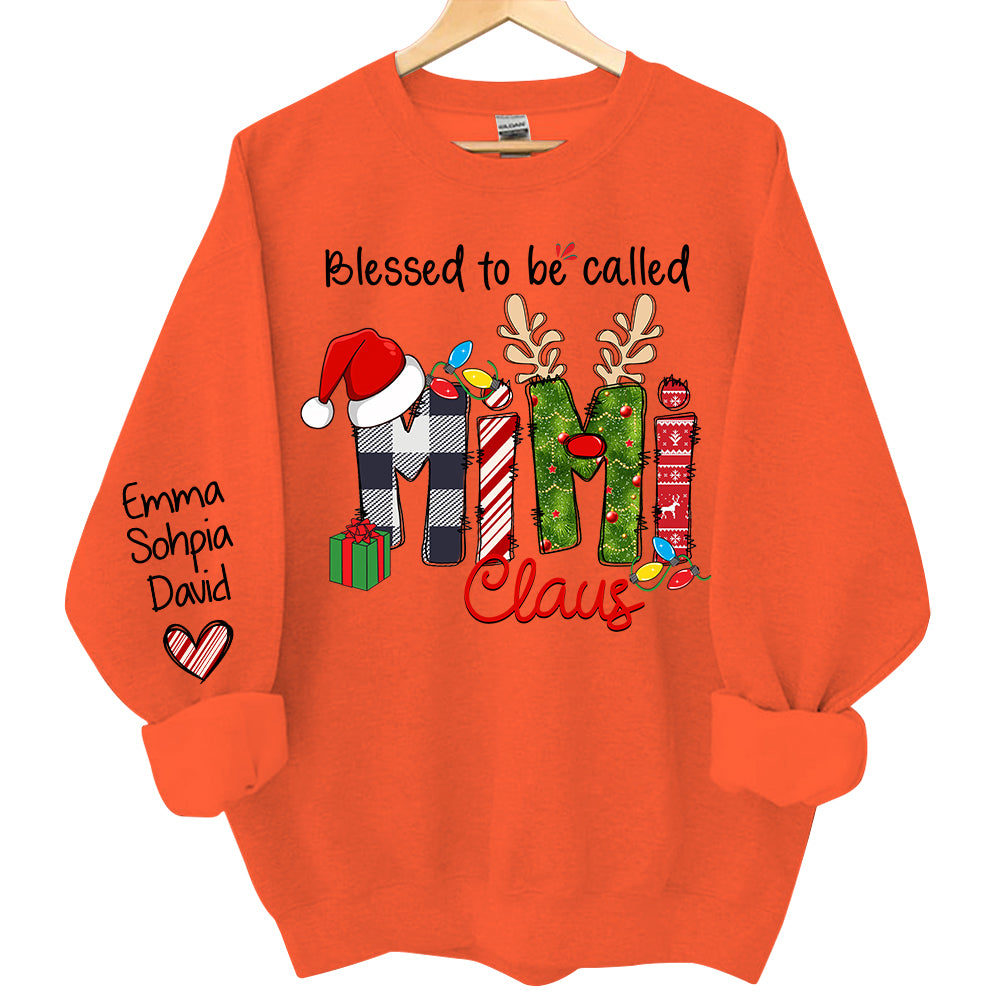 Blessed to be called Mimi Claus - Personalized Grandma With Grandkids Name Shirt