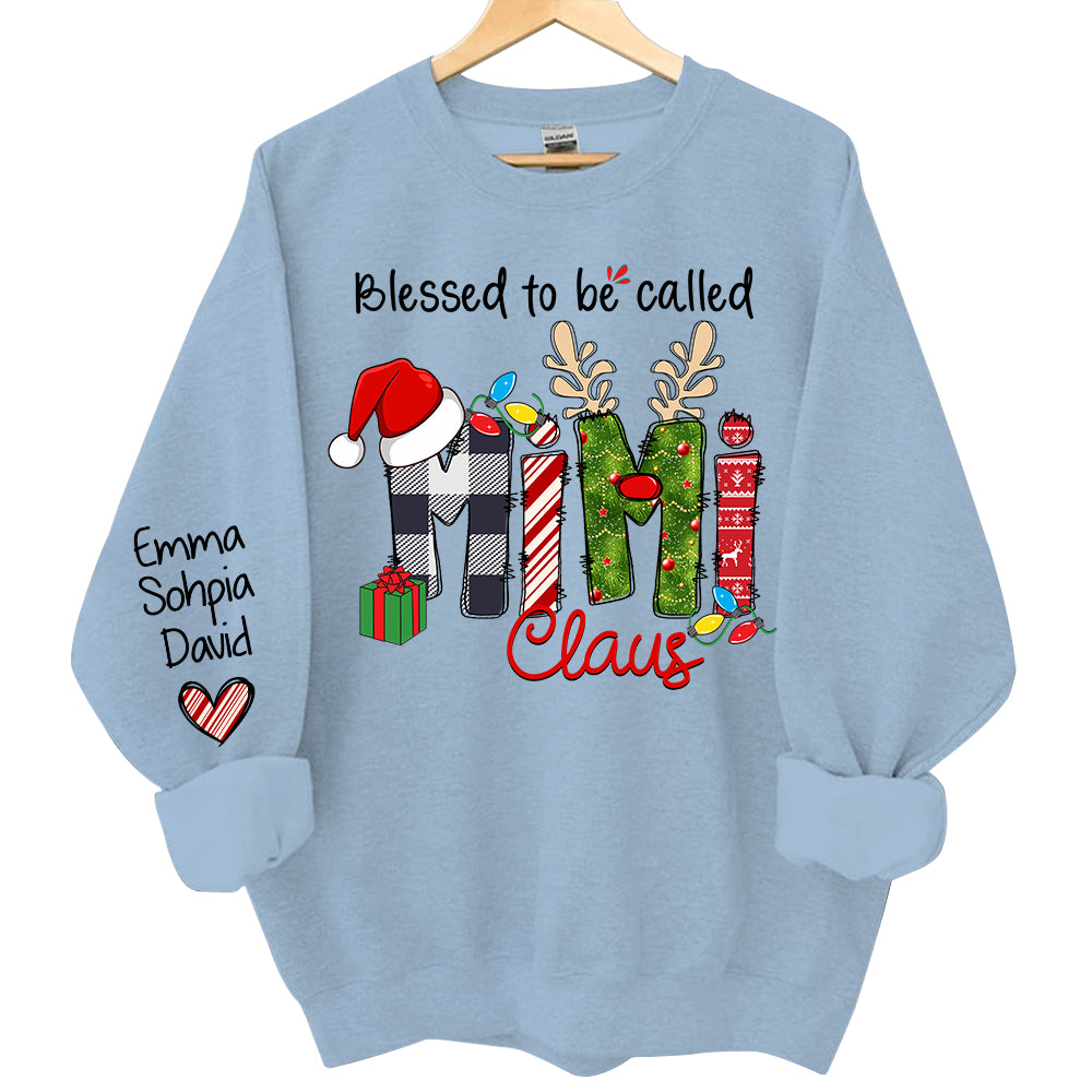 Blessed to be called Mimi Claus - Personalized Grandma With Grandkids Name Shirt