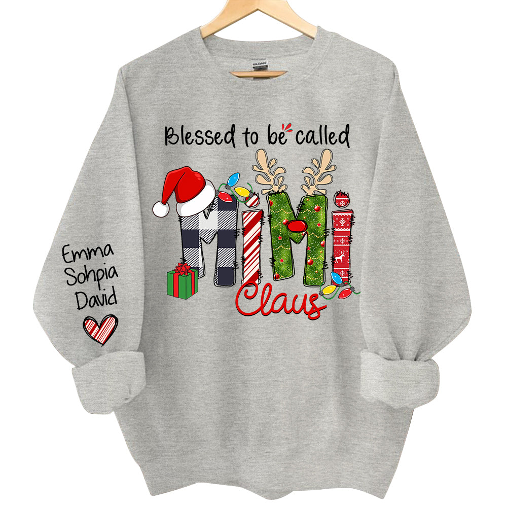 Blessed to be called Mimi Claus - Personalized Grandma With Grandkids Name Shirt