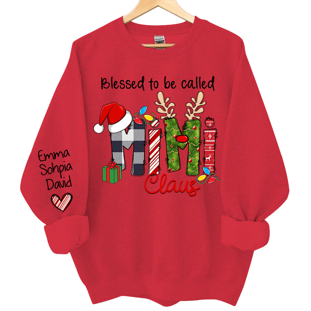 Blessed to be called Mimi Claus - Personalized Grandma With Grandkids Name Shirt