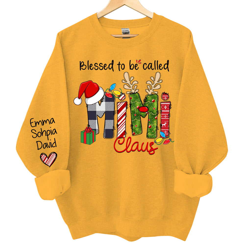 Blessed to be called Mimi Claus - Personalized Grandma With Grandkids Name Shirt