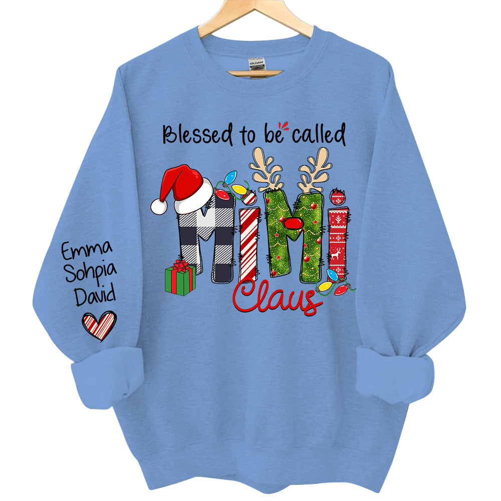 Blessed to be called Mimi Claus - Personalized Grandma With Grandkids Name Shirt