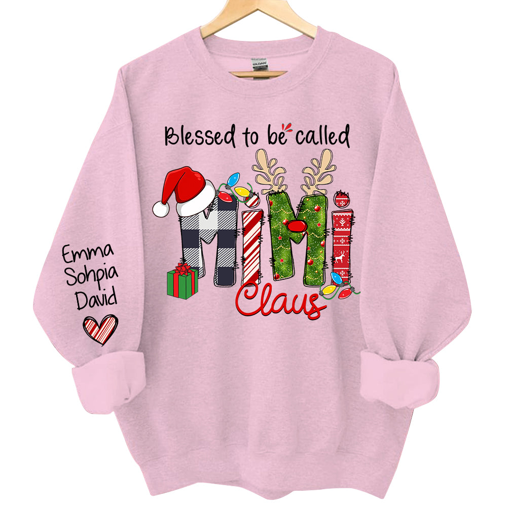 Blessed to be called Mimi Claus - Personalized Grandma With Grandkids Name Shirt