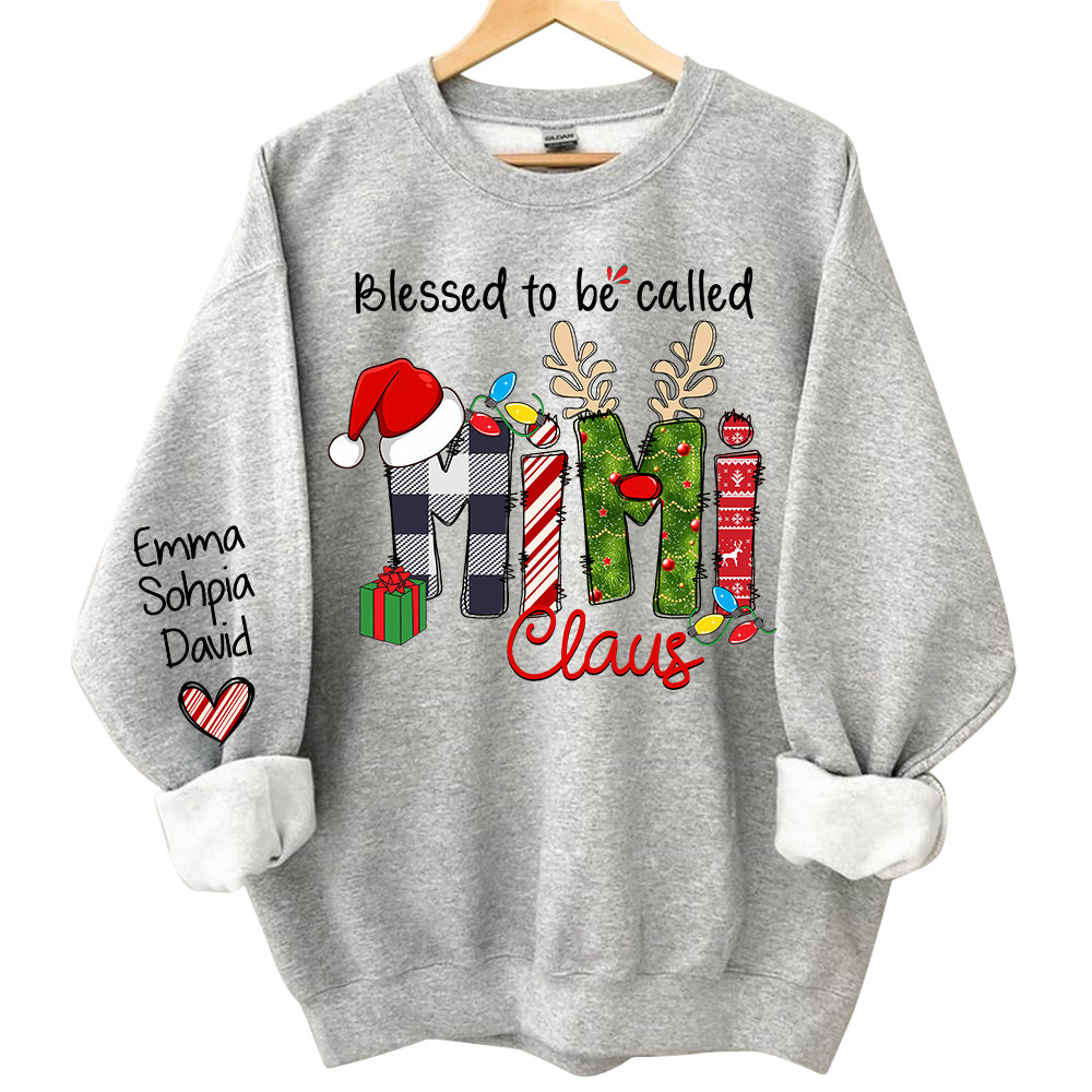 Blessed to be called Mimi Claus - Personalized Grandma With Grandkids Name Shirt