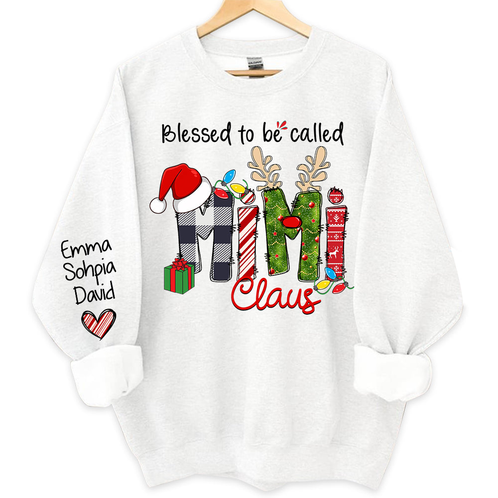 Blessed to be called Mimi Claus - Personalized Grandma With Grandkids Name Shirt