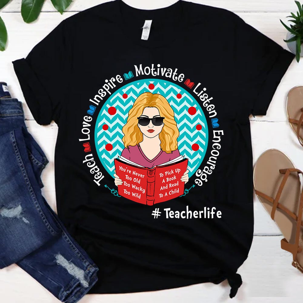Personalized Teacher Shirt Teach Love Inspire Motivate Listen Encourage Teacherlife Shirt