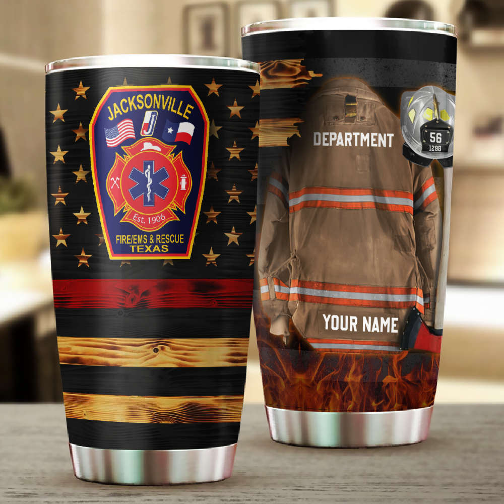 Custom Logo Clothes And Helmet Firefighter Tumbler K1702