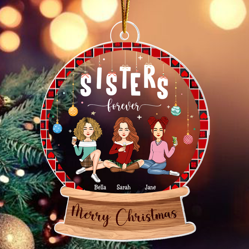 Sister Forever Personalized Custom Shaped Acrylic Ornament