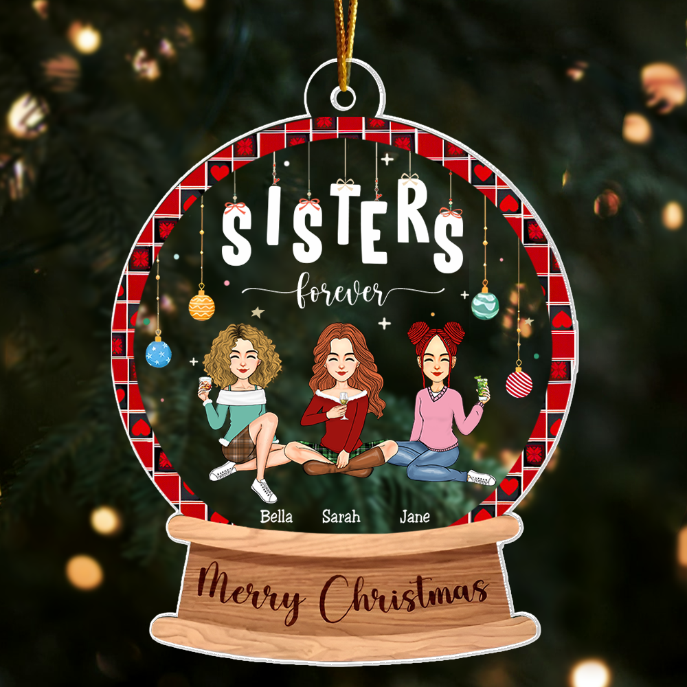 Sister Forever Personalized Custom Shaped Acrylic Ornament