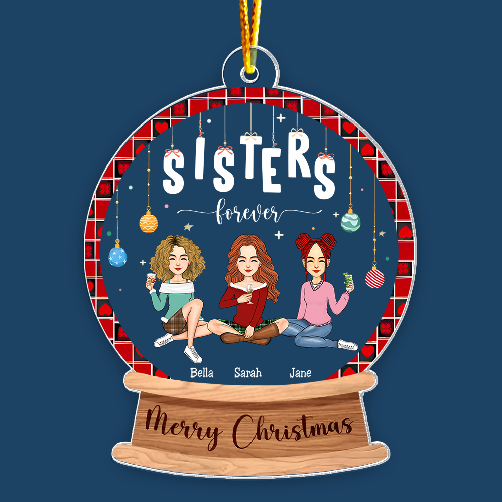 Sister Forever Personalized Custom Shaped Acrylic Ornament
