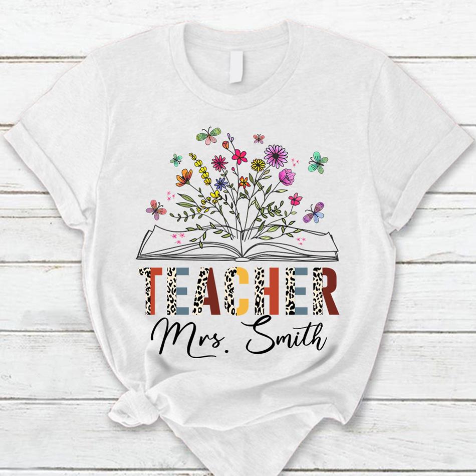 Personalized Shirts Teacher Book Wildflower Shirt For Teachers Hk10 -