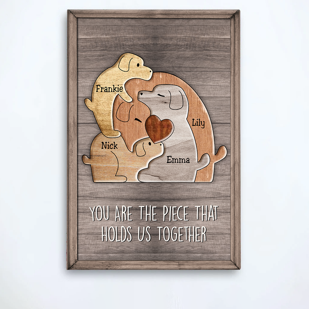 Puzzle Canvas Mom You Are The Piece That Holds Us Together - Family Dogs - Personalized Canvas Gift For Mother - Mother's Day Gift For Her
